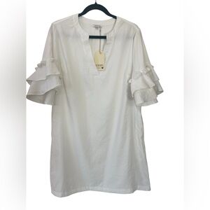 JODIFL White dress with Ruffle Sleeves